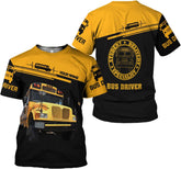 HomeDesign Personalized School Bus Driver Shirt Custom School Bus Driver Shirts Yellow Bus Driver 3D T Shirts Tshirt for Men and Women (Style 5), Large-5X-Large