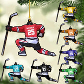 Personalized Hockey Ornaments for Xmas 2022, Hockey Ornament, Helmet and Gloves Wood Hockey Ornament, Hockey Christmas Ornament, Gift for Hockey Lovers, Christmas Pine Tree Hanging Decor Wood Ornament