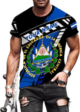 Ligthuy Personalized Name El Salvador Shirt 3D, El Salvador Flag Shirt for Men Women, Unisex T-Shirts S-5XL