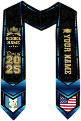 Pretyprints Custom Guatemalan Graduation Sash Custom Guatemalan American Flag Graduation Sash 2025 Guatemala Graduation Stole