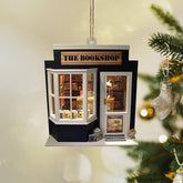 AOVL Personalized Bookstore Christmas Ornament Bookshop Ornament Librarian Ornament Book Lovers Bookshop 2D Flat Ornament Gift for Book Lovers Xmas The Book Shop Christmas (Bookstore 12)