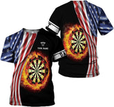 Vybonz Personalized Name Darts Darts Shirts for Men, Short-Sleeve Darts Jerseys T-Shirt 3D for Dad, Husband,