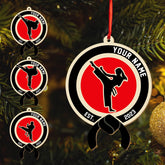 Tinoshop Personalized Name Karate Ornaments for Christmas Tree, Custom Karate Christmas Ornament for Xmas 2024 Karate Gift for Karate Sensei Instructor Acrylic Wood Ornaments Hanging Decoration (ON70)