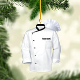 AOVL Personalized Chef Ornament, Personalized Chef Uniform Ornament, Custom Chef Hat Ornament Love Kitchen, Christmas Ornament for Chef, Christmas Tree Décor (Chef 11)