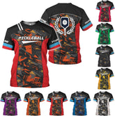 MoonArt Personalized Pickleball T-Shirt 3D Men Women Gifts Sleeve Apparel Black Flag Jersey Tee Sport Fit Clothing Outfits