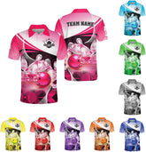 Ligthuy Personalized Name Bowling Polo Shirts 3D for Men and Women, Bowling Shirt, Bowling Shirts for Men Team Bowling Shirt3