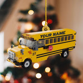 HomeDesign Personalized School Bus Ornament 2022 - School Bus Driver Ornaments Yellow School Bus Driver Gifts, Bus Driver Ornaments, Wheels on The Bus Christmas Hanging Ornament (Style 1)