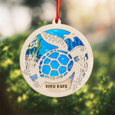 Personalized Sea Turtle Christmas Tree Ornament 2024, Turtle Sea Ocean Animal Ornament 2D Flat, Sea Turtle Christmas Decor, Ocean, Beach Ornaments, Tortoise Ornaments, Gift for Turtle Lover (TUT 6)