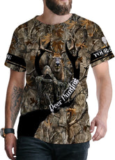 Custom Camo US Flag Deer Elk Buck Camouflage Hunting Hunter Antlers Shirt, Dad Gift Fathers Day