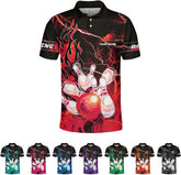 Royal Fight Personalized Bowling Polo Shirts 3D Custom Bowling Polo Shirt Bowling Shirts for Team Gift for Bowling Lover
