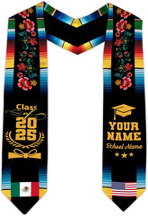 Custom Mexican Graduation Sash, Mexico Graduation Stole Customize Photo, Mexican American Flag Graduation Sash 2025