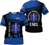 Vybonz Personalized Name Uniform Emergency Medical Technician T-Shirt, Paramedic Shirt, EMS Shirt, EMT Tshirt for Men & Woman