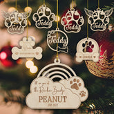 Mostprints Personalized Wooden Dog Cat Paw Ornament Christmas, Custom Dogs Cat Pet Name Ornaments, Customized Memorial Dog Ornament for Christmas Tree, Decoration Gift Wood Hanging Ornament Décor 06