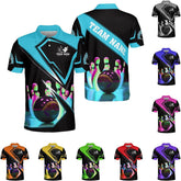 Ligthuy Personalized Name Bowling Polo Shirts 3D for Men and Women, Bowling Shirt, Bowling Shirts for Men Team Bowling Shirt