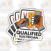 (3PCS) Qualified Electrician Funny Sticker, Certificate Toolbox Design, Die Cut Waterproof Vinyl Decal for Laptop, Water Bottle, Car, Phone, Window, Helmet, Notebook, Lineman Wireman Gift 3 Inch