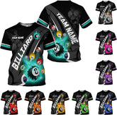 AOVL Personalized Billiard Shirts 3D Billiard Shirt Custom Billiard Flag Shirt Men's Pool Billiards Shirt 8 Ball Men Women