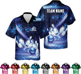 Artparel Personalized Bowling Hawaiian Shirt 3D Bowling Hawaiian Gifts Men Bowling Button-Down Short Sleeve Hawaiian Shirt