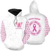 Podagree Personalized Breast Cancer Hoodie 3D, Pink Ribbon Awareness Sweatshirt, Survivor Pride Breast Cancer Zip Hoodie