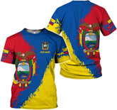 MoonArt Personalized Ecuador Shirts Ecuador Coat of Arms Flag 3D Shirts Ecuador Ecuadorian Flag Pride Gift