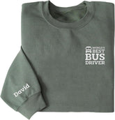 Personalized Embroidered Bus Driver Yellow Hoodie Love School Bus Heartbeat Embroidery Sweatshirt Fun Gift To Bus Driver Men (Cotton, BD 4)
