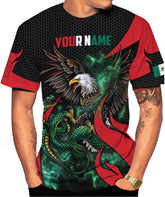 HomeDesign Custom Mexico Shirts Personalized Name Mexican 3D Flag Shirt for Men Women Aztec Unisex US Eagle Pride Camisas