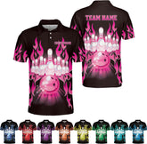 Custom 3D Bowling Polo Shirts for Men and Women Personalized Team Name Gift Unisex Customized Bowling Short Sleeve Polo Shirt