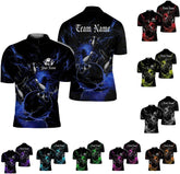 Rivelus Personalized Bowling Jersey 3D, Bowling Shirts for Team, Bowling Shirt Unisex for Men Women, Bowling Polo Shirts