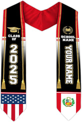 Pretyprints Peruvians Graduation Sash, Peru Graduation Stole Custom Personalized Peruvians American Flag Graduation Sash 2025