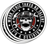 3 Pcs Work Ethic Takes No Talent It's A Decision Sticker, Hard Hat Electrician Blue Collar Mechanic Skull Toolbox Stickers - Vinyl Sticker 3 Inches for Water Bottles Laptop Phone Car Window Helmet
