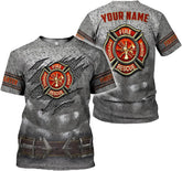 MoonArt Personalized Firefighter Shirt Custom Name Fire Man Firefighter Gift Tshirt 3D Shirts Unisex Tshirts 3D for Men Women