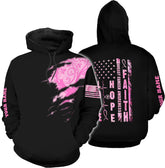 Podagree Personalized Breast Cancer Hoodie 3D, Pink Ribbon Awareness Sweatshirt, Survivor Pride Breast Cancer Zip Hoodie
