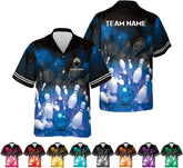 Artparel Personalized Bowling Hawaiian Shirt 3D Bowling Hawaiian Gifts Men Bowling Button-Down Short Sleeve Hawaiian Shirt