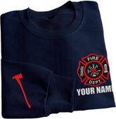 Leeprints Personalized Embroidered Firefighter Sweatshirt, Custom Department Name Fire Man Firefighter Shirt