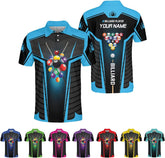 AOVL Personalized Name Billiard Polo Shirt Billiard Shirts Custom Billiard Flag Polo Shirt Men's Pool Billiard Gifts for Dad