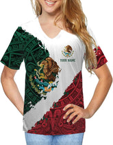 Mostefy Personalized Mexican Shirts for Women Vneck 3D, Customized Mexico Shirts for Women, Mexico Shirt, Mexican Shirt