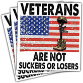 (3 Pcs) Veterans are Not Suckers Or Losers Sticker, Funny Political Sticker Adult Humor Anti Trump Bumper Stickers -Vinyl Stickers for Laptop Water Bottle Phone Car Window Helmet 3 Inches (V2)