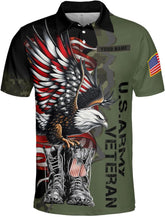 Custom US Army Polo Shirts for Men Women Personalized Military Veteran Shirt Veterans Pride American Flag Gifts Memorial Day