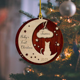 MAPrints Personalized Cat Christmas Ornaments, Cat First Christmas Layered Wood Ornaments, Gifts for Cat Lovers, Cat Memorial Ornament, Forever Loved Cat Keepsake, Cat Loss Gifts (CAT 21)