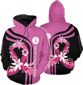 Podagree Personalized Breast Cancer Hoodie 3D, Pink Ribbon Awareness Sweatshirt, Survivor Pride Breast Cancer Zip Hoodie