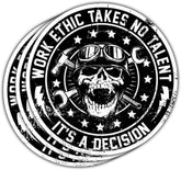 3 Pcs Work Ethic Takes No Talent It's a Decision Sticker Funny Mechanic Carpenter Toolbox Blue Collar Mechanic Sticker Work Ethic Stickers Laptop Bottle Phone Helmet Hard Hat Funny Gifts 3"x3"