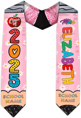 Pretyprints Personalized Class Of 2025 Teacher Graduation Stole Custom Teacher Pencil Graduation Sash Gift College Graduation