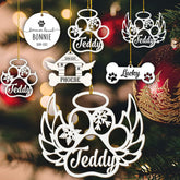 Mostprints Personalized Wooden Dog Cat Paw Ornament Christmas, Custom Dogs Cat Suncatcher Pet Name Ornaments, Customized Memorial Dog Ornament for Christmas Tree