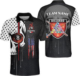 Customized Name Billiards Polo Shirts for Billiard Team, 8 Ball Pool 3D Shirt Gifts for Pool Players Men & Women