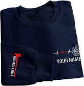 Leeprints Personalized Embroidered Firefighter Sweatshirt, Custom Department Name Fire Man Firefighter Shirt