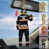 Personalized Firefighter Ornament Custom Name Firefighter Ornaments Two Sided Hanging Printed Flat Thin Red Line Ornaments Hanging Christmas Decorations Firefighter Gifts Ornament (FF6)