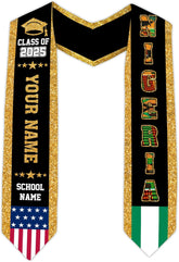 Pretyprints Custom Nigerian Graduation Sash Nigeria Graduation Stole Personalized Nigerian American Flag Graduation Sash 2025