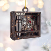 MAPrints Personalized Bartender Christmas Ornaments, Bartender Ornament, Bartender Kit Bag Ornament, Cocktail Ornaments, Best Christmas Ornament, Ornament Xmas Tree Hanging Decor Keepsake (NBTD 6)