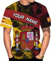 Ligthuy Personalized Name Spain Shirt 3D, Custom Spainish Shirt Flag for Men and Women, Italia Shirt Soccer Unisex Size