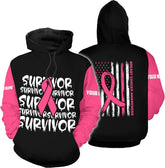 Podagree Personalized Breast Cancer Hoodie 3D, Pink Ribbon Awareness Sweatshirt, Survivor Pride Breast Cancer Zip Hoodie