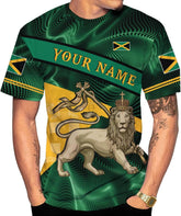 Ligthuy Personalized Jamaica Shirt 3D, Custom Jamaica Flag Lion Shirt for Men and Women, Jamaican Pride T-Shirt Unisex